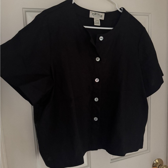 Orvis Black Linen Top - Picture 2 of 7